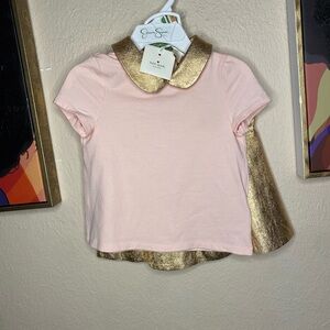 Kate Spade Pink and Gold Short Sleeve Tee with Metallic Accents